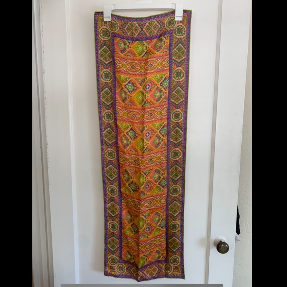 Vintage neon colored silk scarf